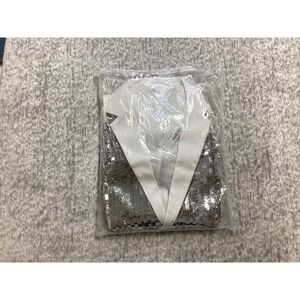 Mens Silver Sequin White Two Tone Blazer Jacket Party Stage Wear Large NEW